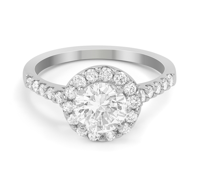 2 ANILLO DE DIAMANTE REDONDO CON PAVE DE BRILLANTES Watches World 2 ANILLO DE DIAMANTE REDONDO CON PAVE DE BRILLANTES