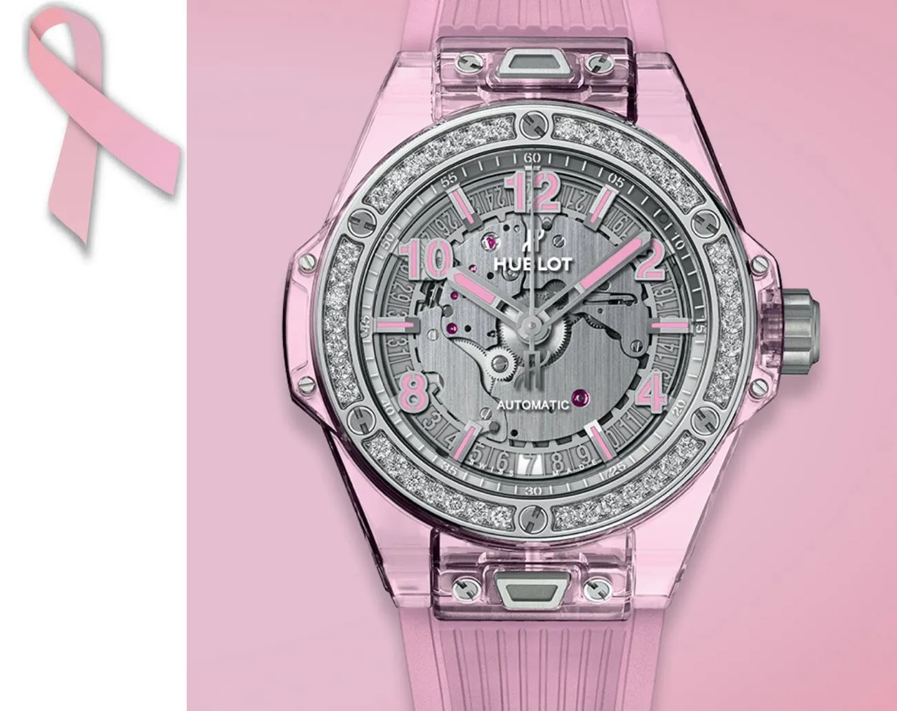 relojes rosas cáncer de mama