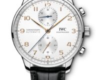 IWC Schaffhausen Portugieser Chronograph 2020-caja de acero agujas azules y caratula plateada