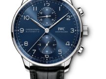 IWC Schaffhausen Portugieser Chronograph 2020-caja de acero agujas azules y caratula plateada