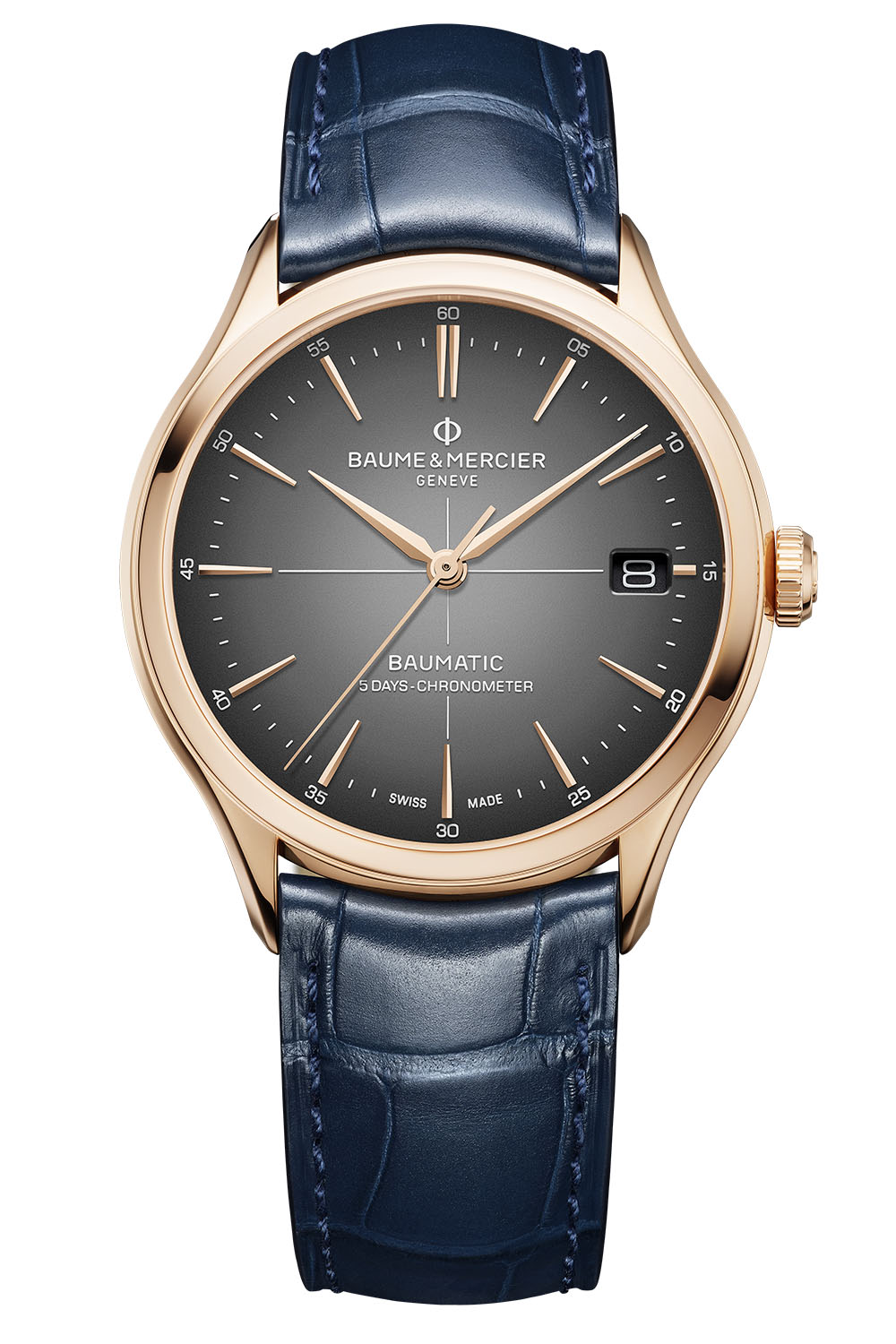 Baume et Mercier Clifton Baumatic Date 5 Days COSC2020oro rosa Watches World