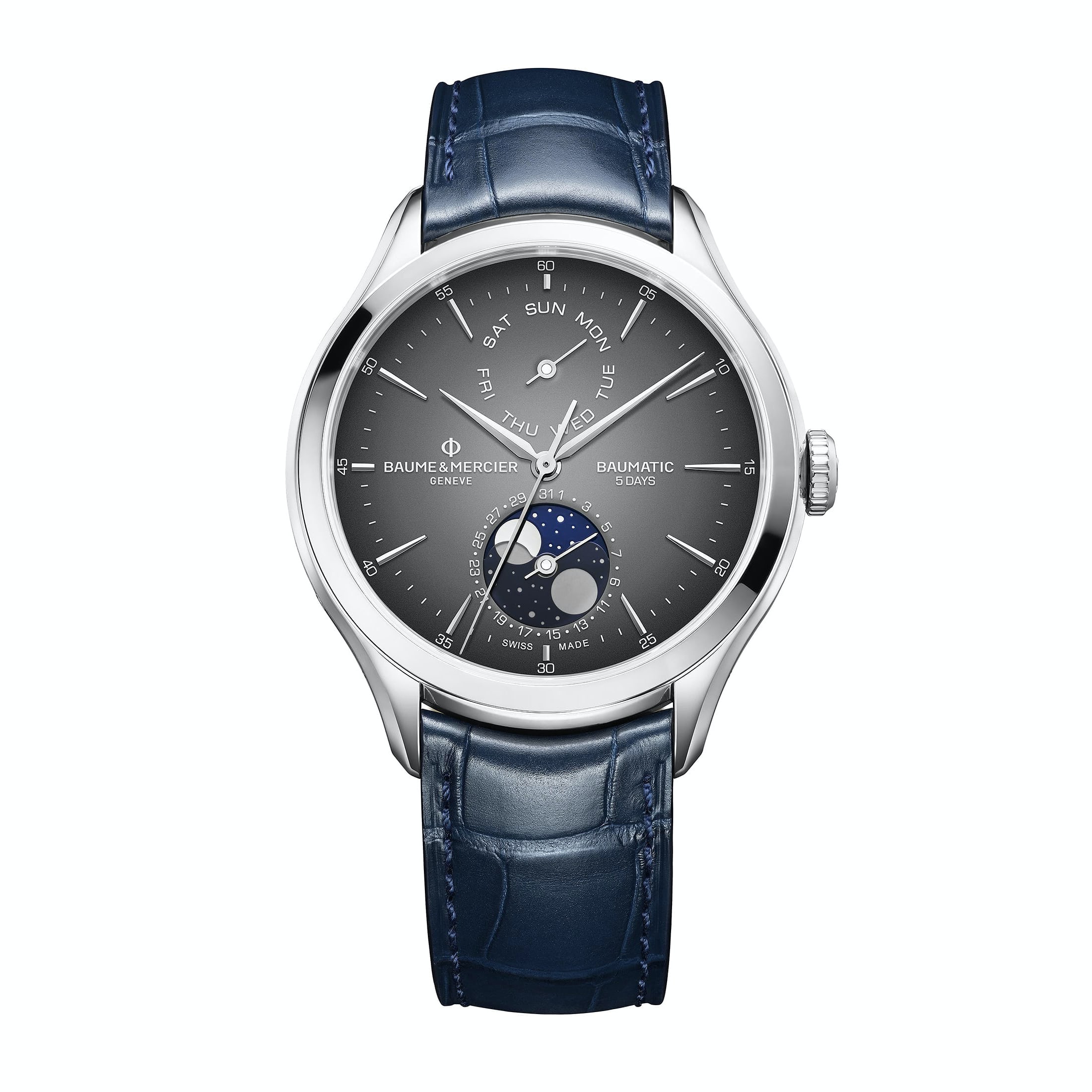 Baume et Mercier Clifton Baumatic Day Date Moon Phase acero Watches World