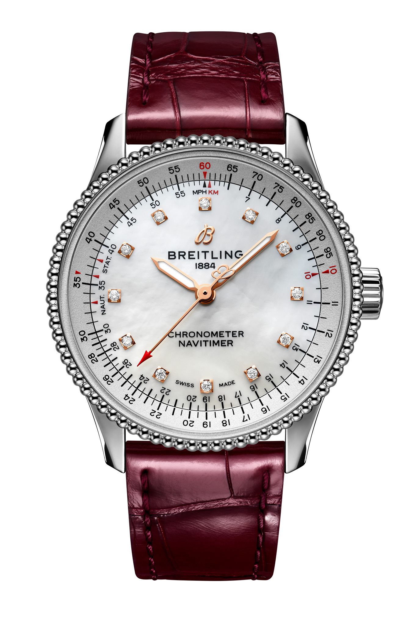 Breitling Navitimer Automatic 35 2020 acero madreperla burdeos Watches World
