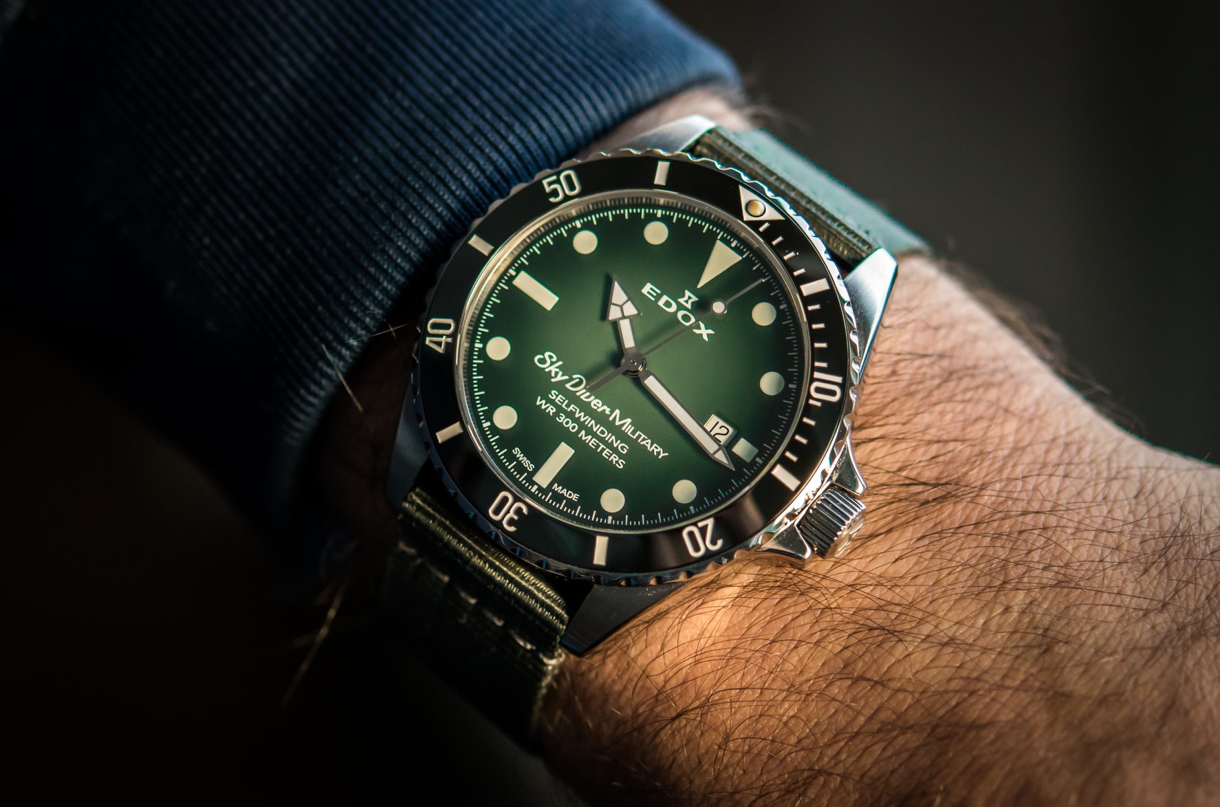 EdoxSkyDiverMilitary2020wristshot Watches World