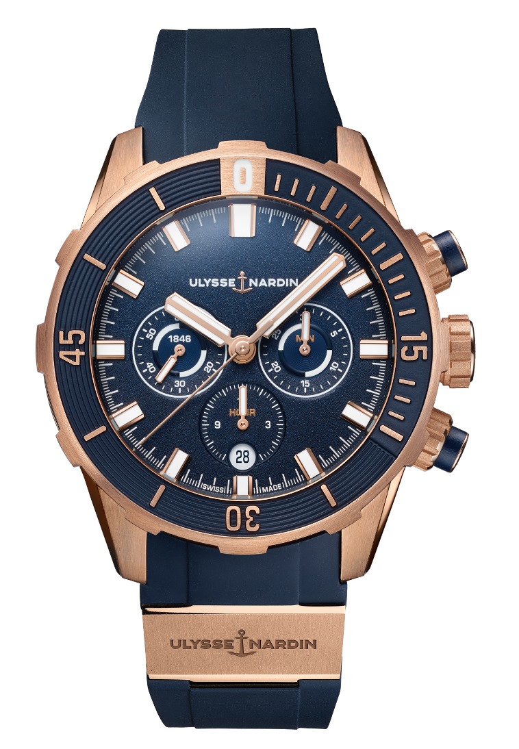 Ulysse Nardin Diver Chronograph 44 Blue and Rose Goldpack Watches World Ulysse Nardin Diver Chronograph 44 Blue and Rose Gold pack
