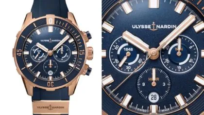 Ulysse Nardin Diver Chronograph 44 Blue and Rose Gold-slider