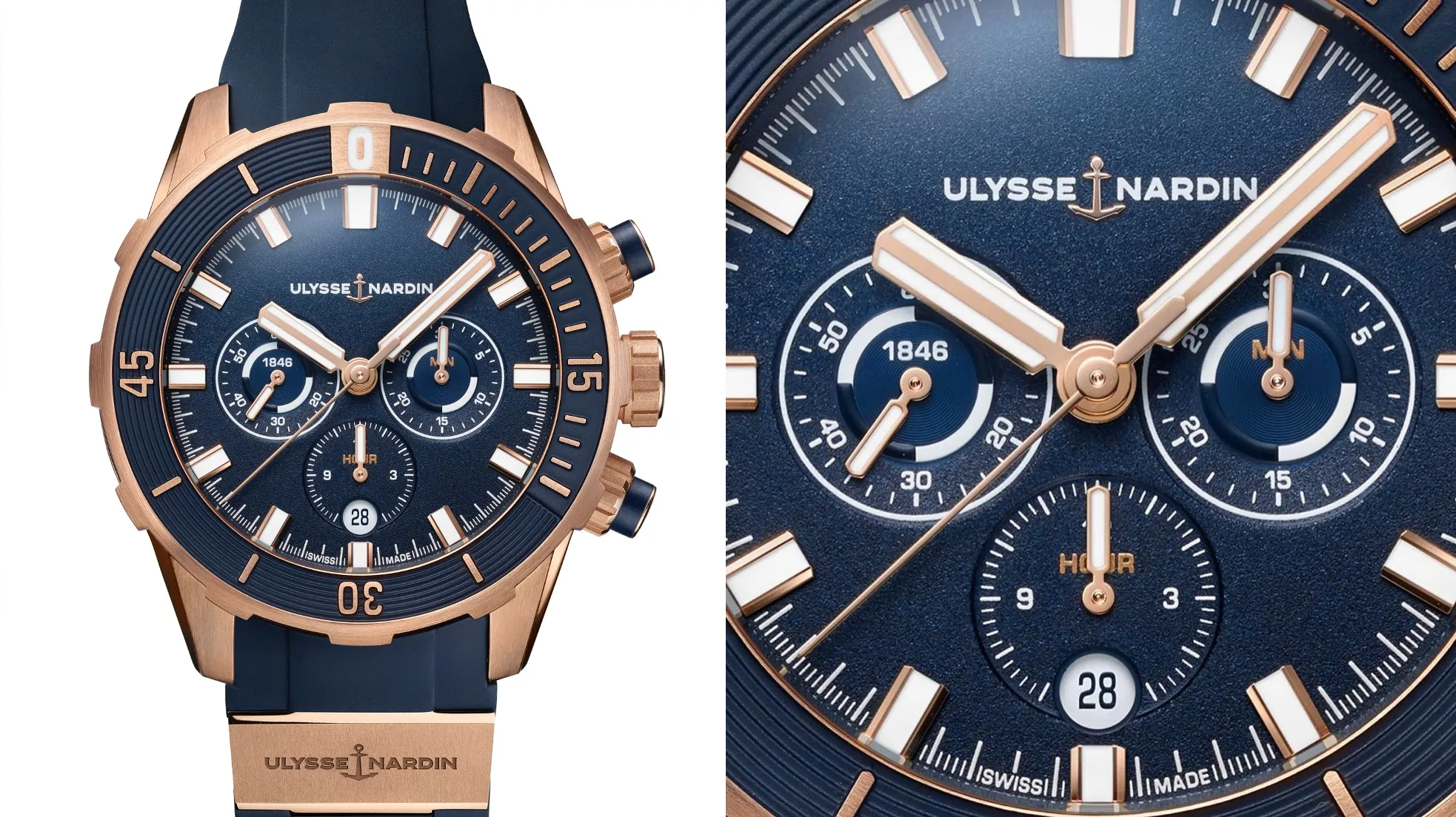 Ulysse Nardin Diver Chronograph 44 Blue and Rose Gold-slider