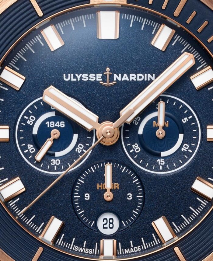 Ulysse Nardin Diver Chronograph 44 Blue and Rose Gold-zoom