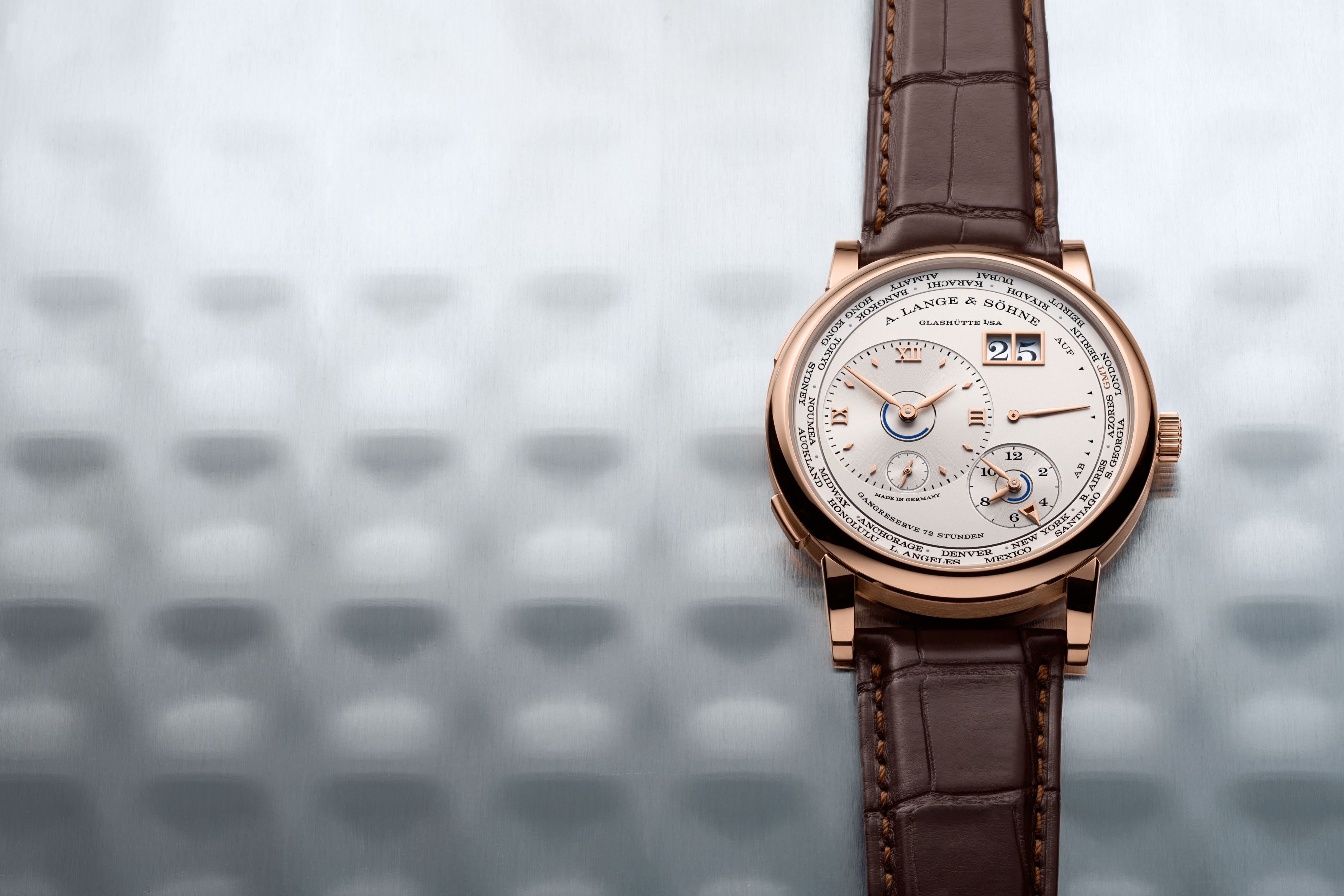 A Lange Sohne Lange 1 Time Zone rose gold feat Watches World