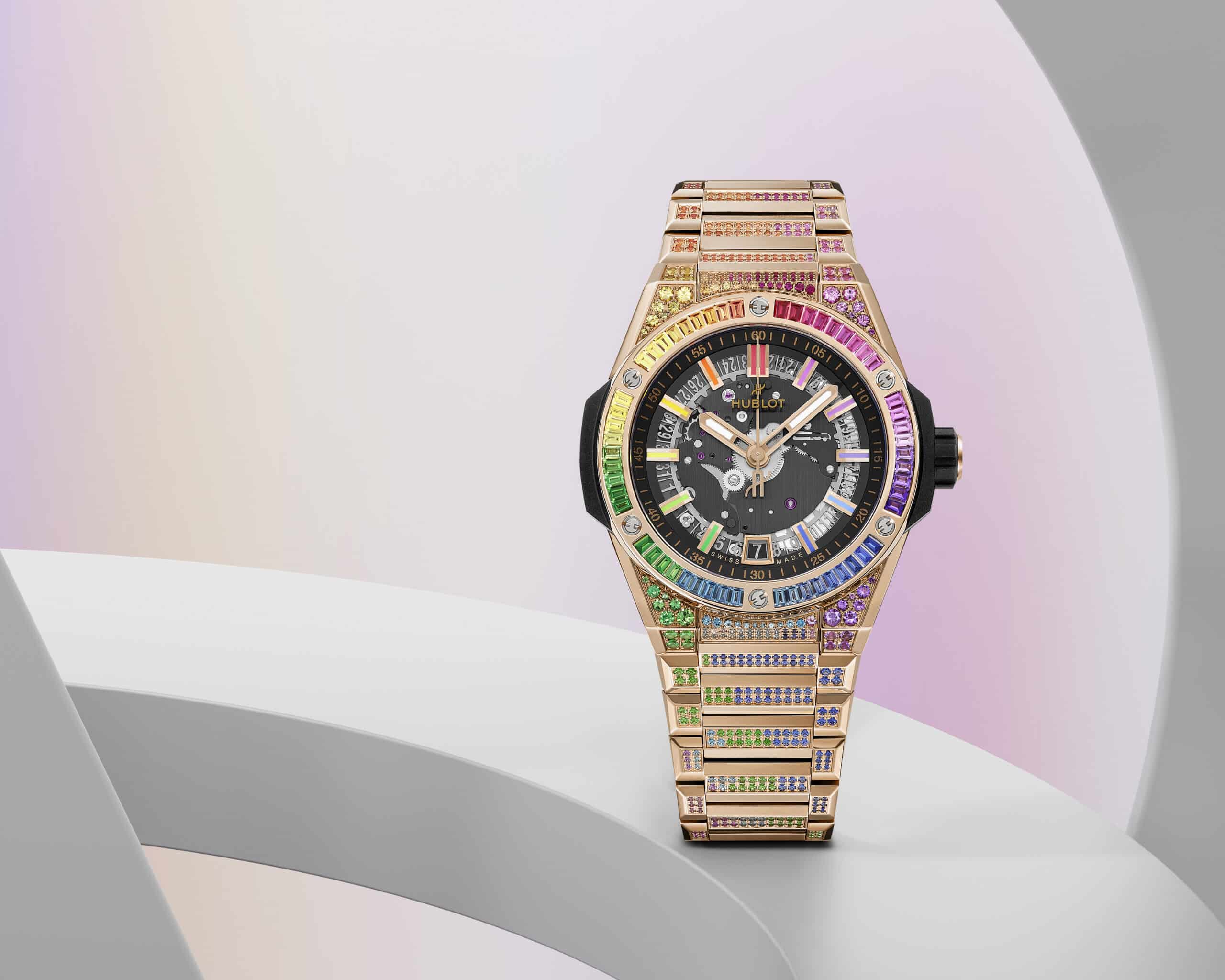 HUBLOTBIGBANGINTEGRATEDTIMEONLYKINGGOLDRAINBOW456OX0180OX3999LSHorizontaloriginal Watches World Hublot Big Bang Time Only King Gold Rainbow