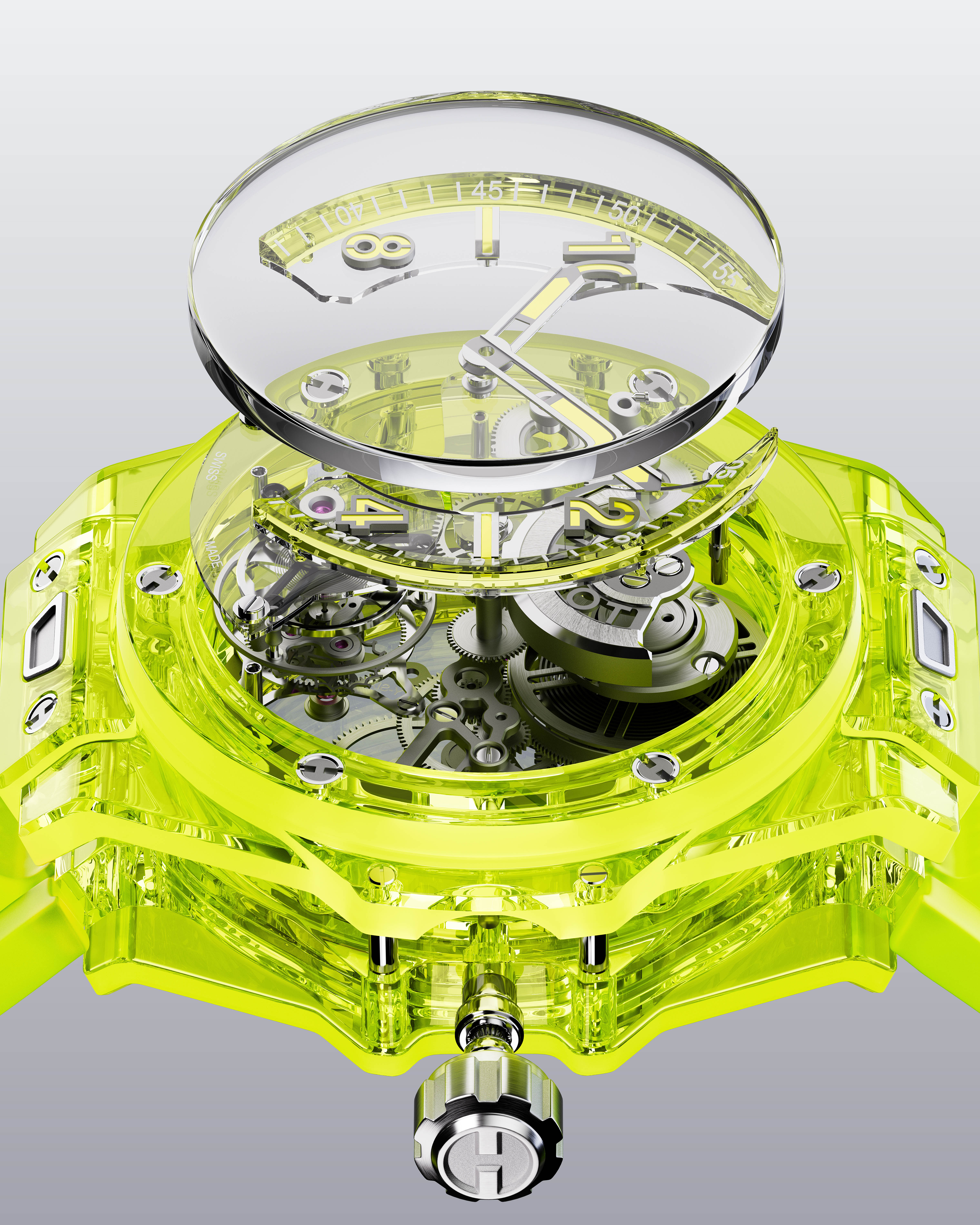 HUBLOTBIGBANGTOURBILLONAUTOMATICYELLOWNEONSAXEM429JY0120RTLS1Vertical Watches World Hublot Big Bang Tourbillon Automatic Yellow Neon SAXEM