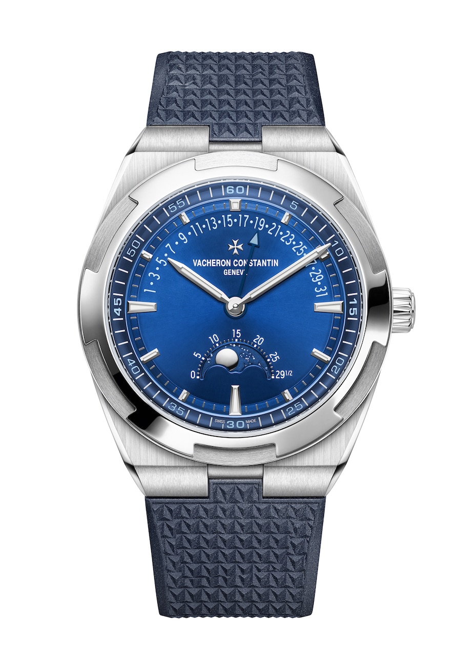 Overseas fase lunar fecha retrógrada correa caucho Watches World Overseas fase lunar fecha retrógrada correa caucho