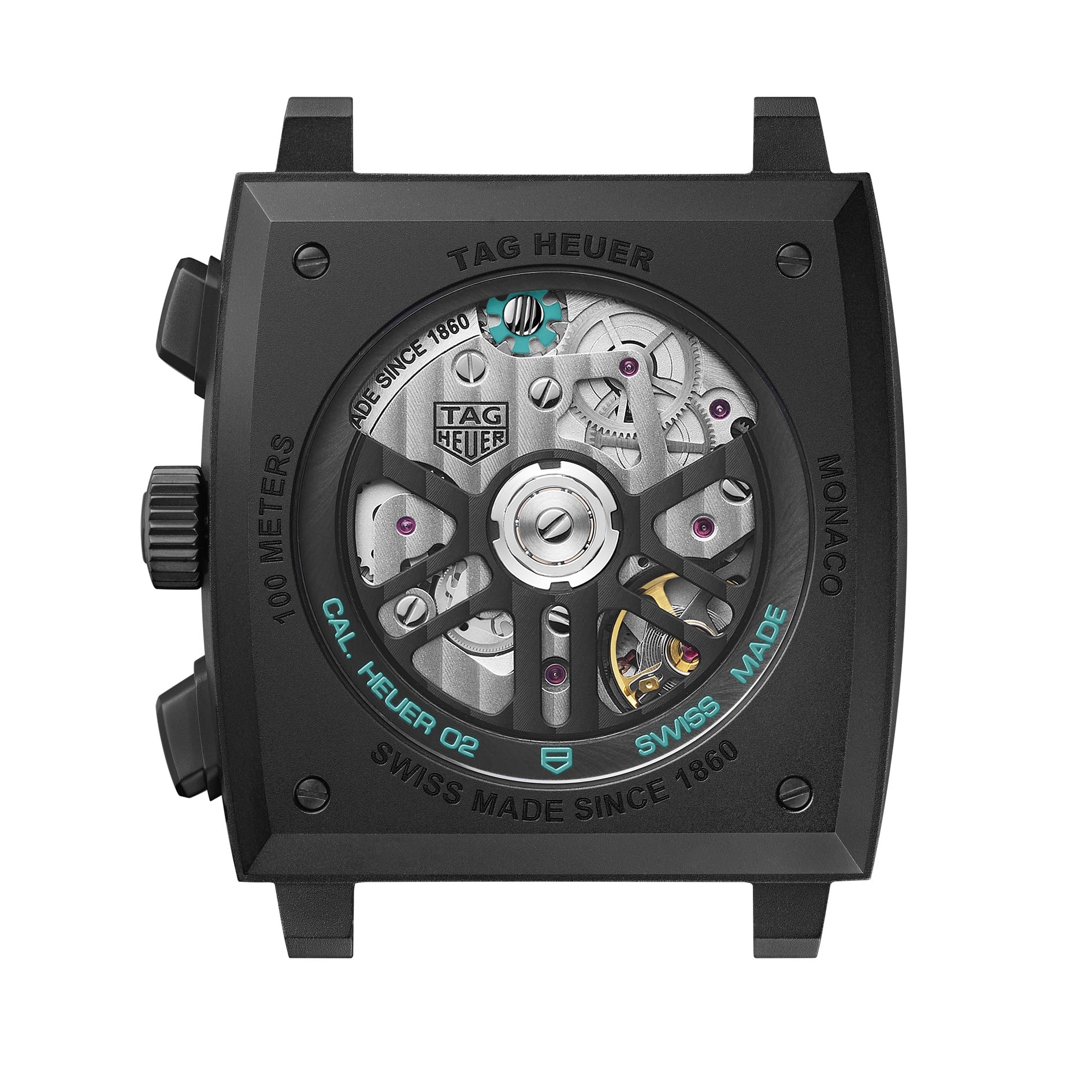 TAG Heuer Monaco esqueleto turquesa fondo