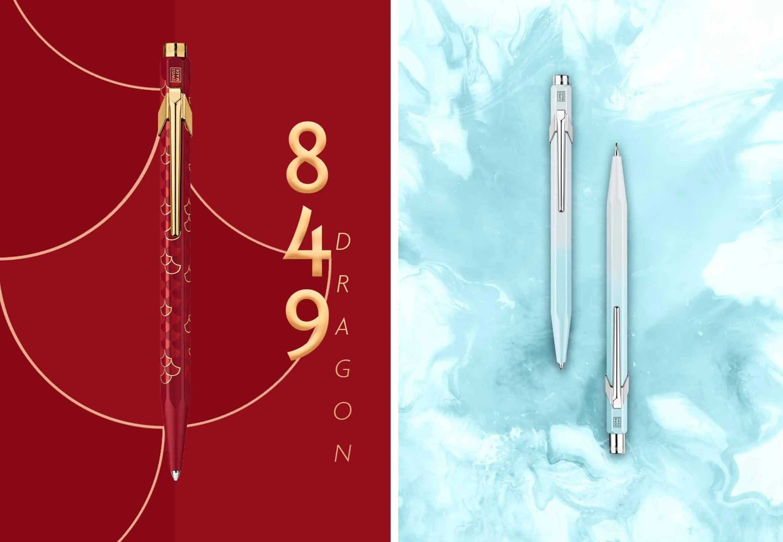 Caran d'Ache Blue Lagoon y 849 Dragon