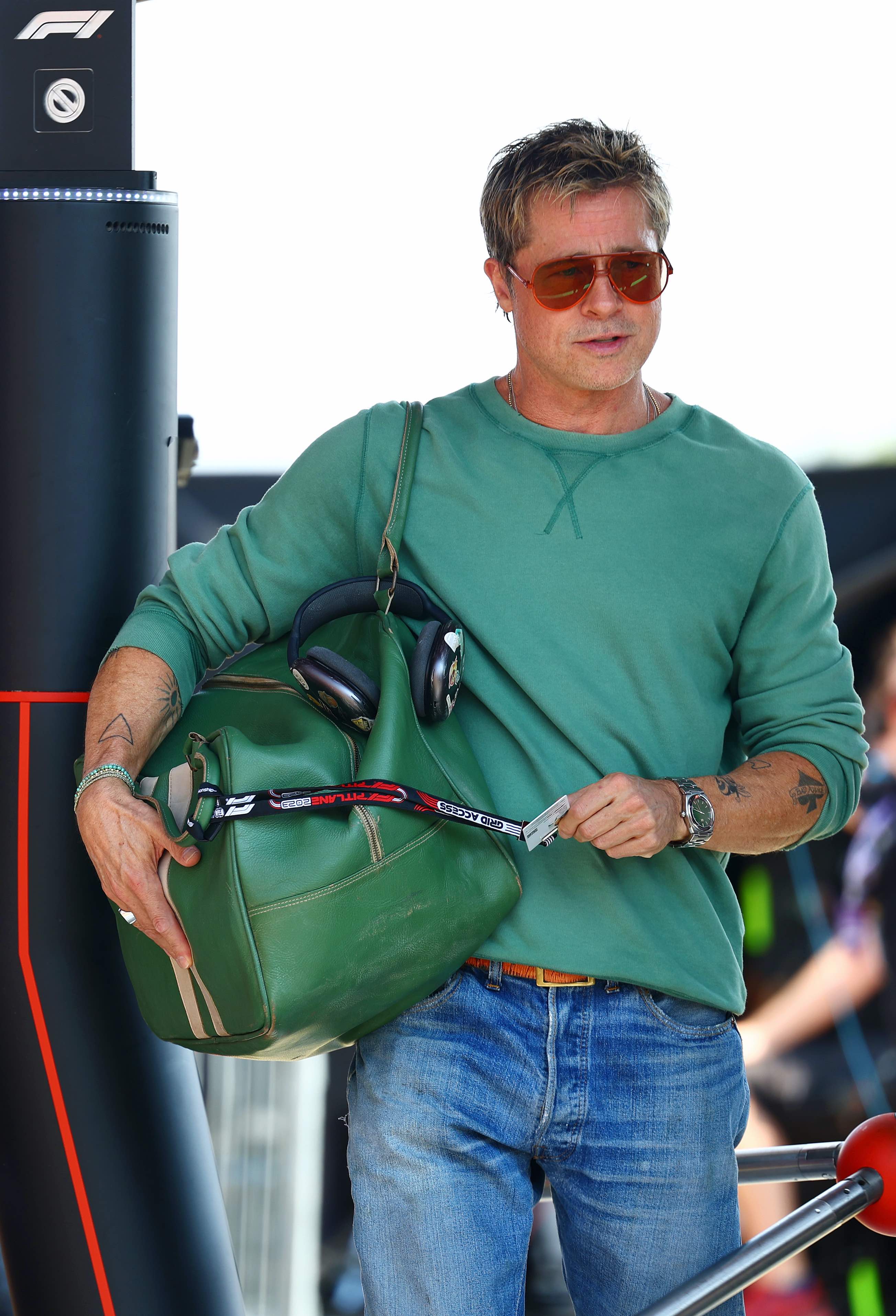 Brad Pitt durante el Grand Prix de Hungría en la F1