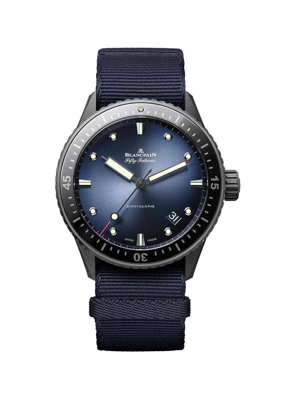 Blancpain Fifty Fathoms Bathyscaphe (tres manecillas) en cerámica