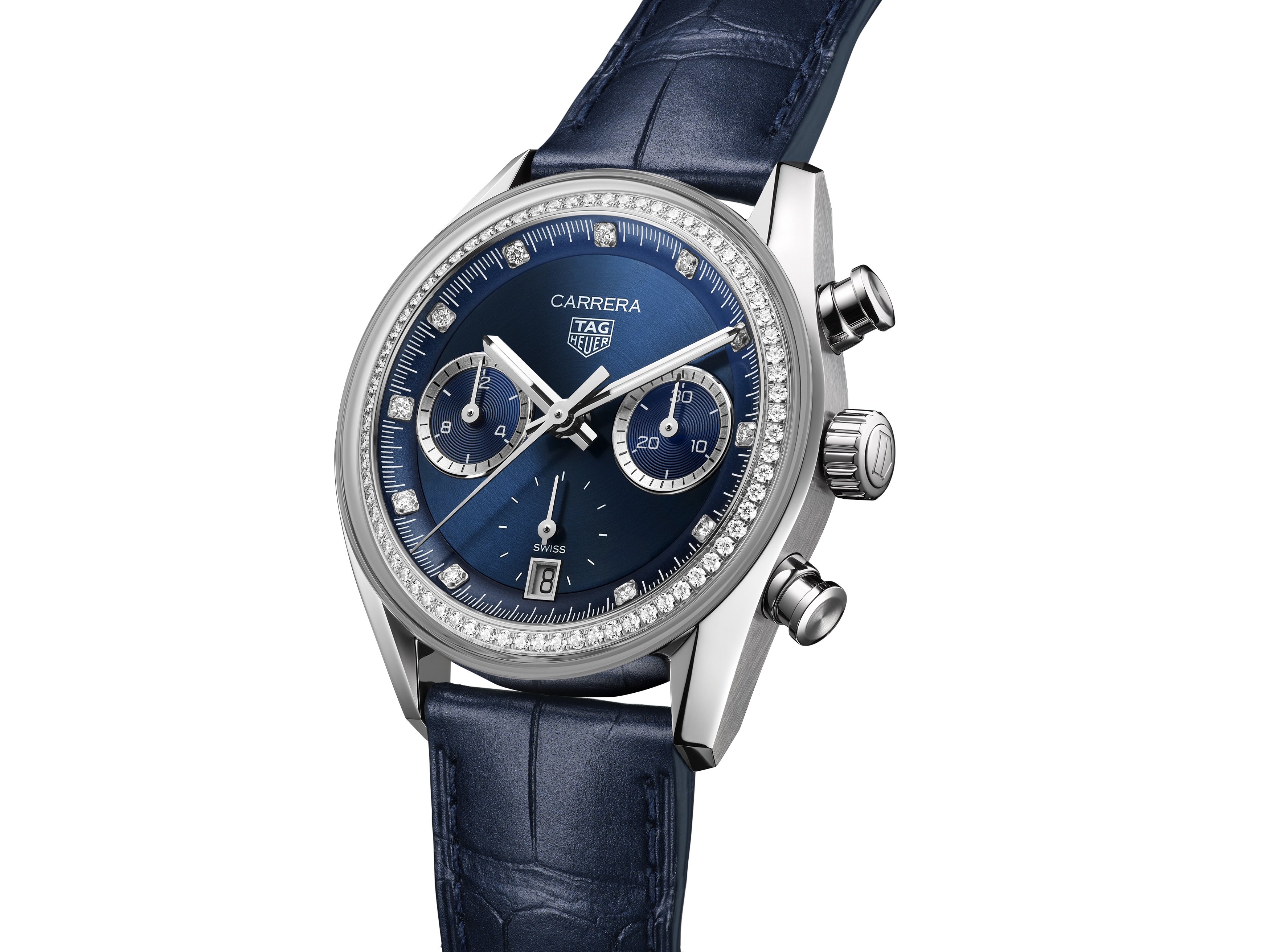 TAG Heuer Carrera Chronograph Glassbox azul con diamantes. Referencia CBS2214.FC6567