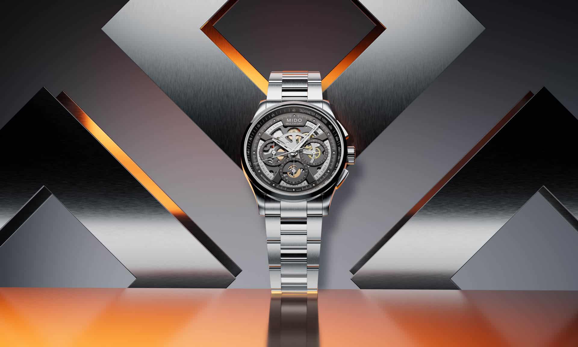 Mido Multifort Skeleton Chronograph, deportivo, robusto y preciso