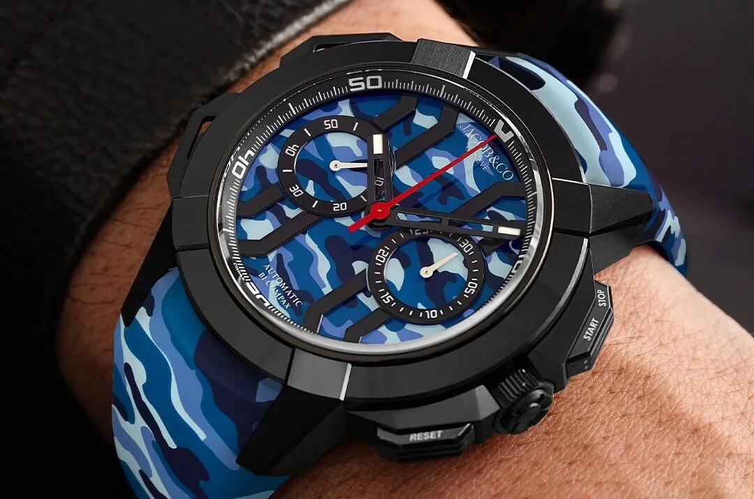 Jacob & Co. Epic X Chrono 44mm - Blue Camo Limited Collection-DESTACADA
