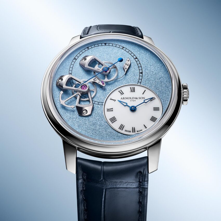 Arnold&Son DSTB 42 Platinum Ascot Blue face-up