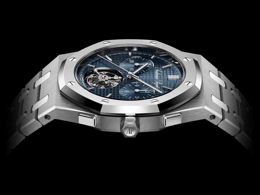 Audemars Piguet Royal Oak Jumbo Extra-Thin Flying Tourbillon Chronograph RD#5 150th Anniversary closeup