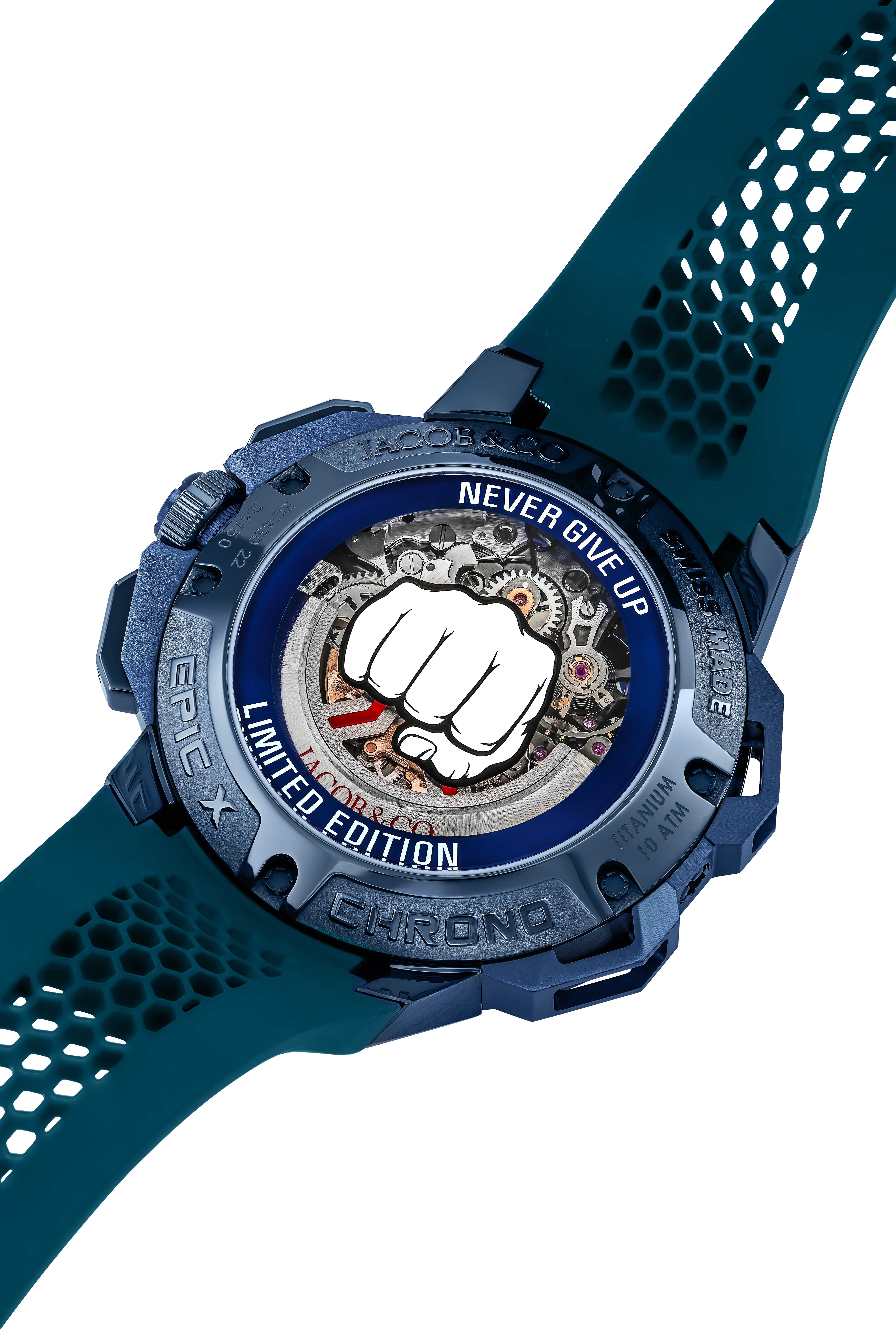 Jacob Co Epic X Chrono 44mm Never Give Up Limited Edition Titanium back Watches World Jacob Co Epic X Chrono 44mm Never Give Up Limited Edition Titanium back