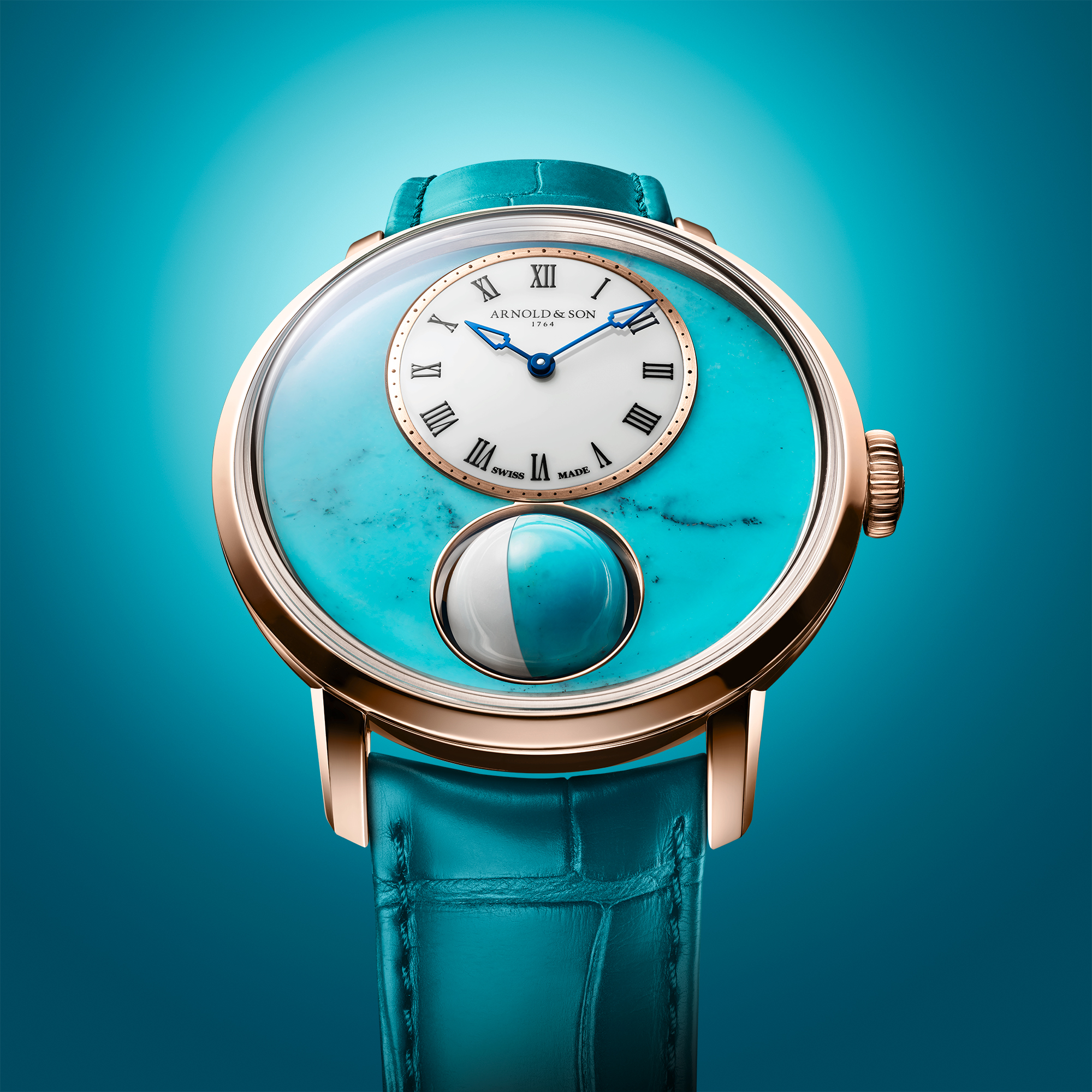 Stacked from 18 images Method=B R=8S=3 Watches World Arnold Son Luna Magna Red Gold Turquoise