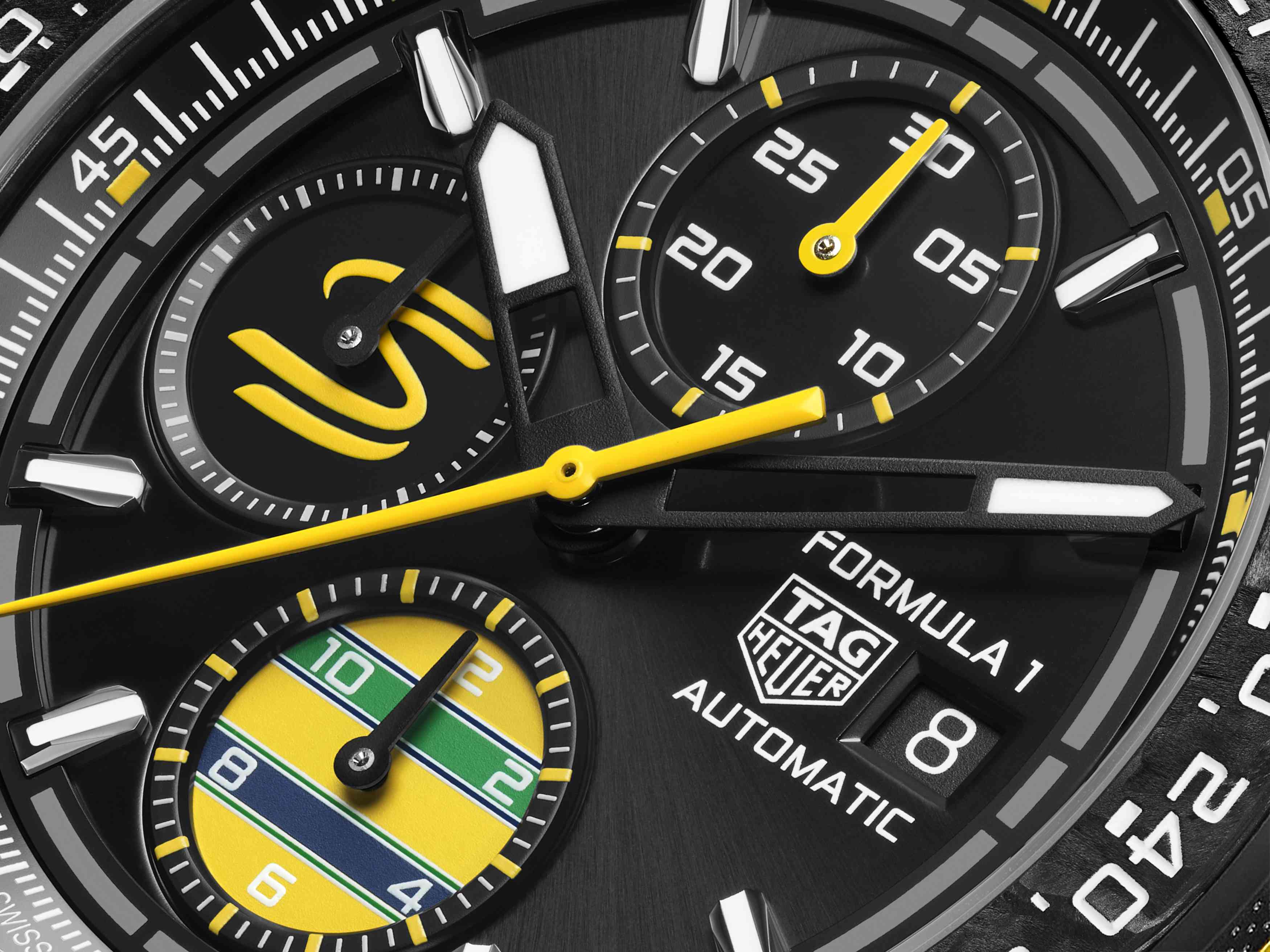TAG Heuer Formula 1 Chronograph x Senna 44 mm closeup Watches World TAG Heuer Formula 1 Chronograph x Senna 44 mm closeup