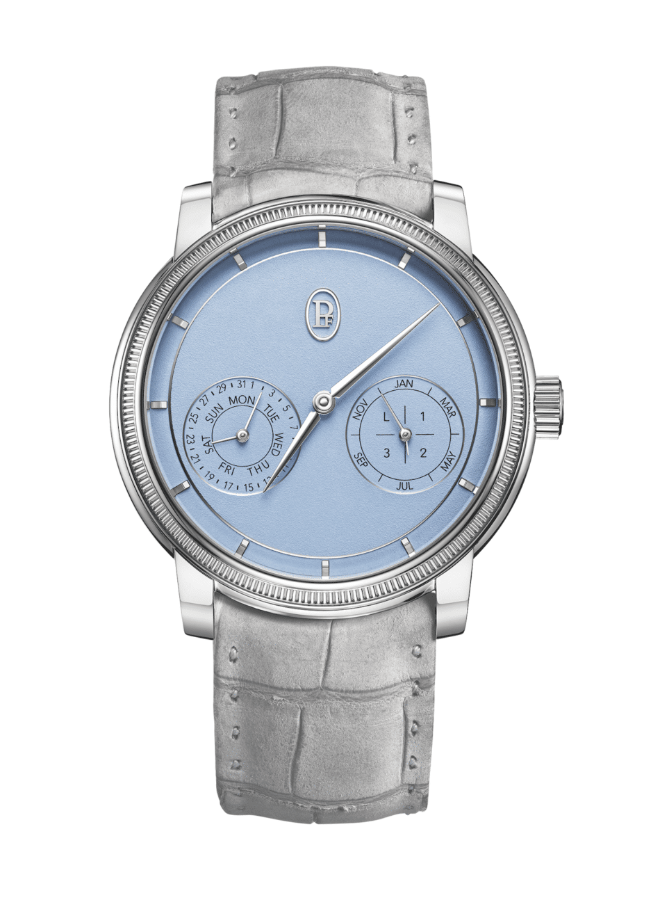 Parmigiani Fleurier Toric Quantième Perpétuel Morning Blue.