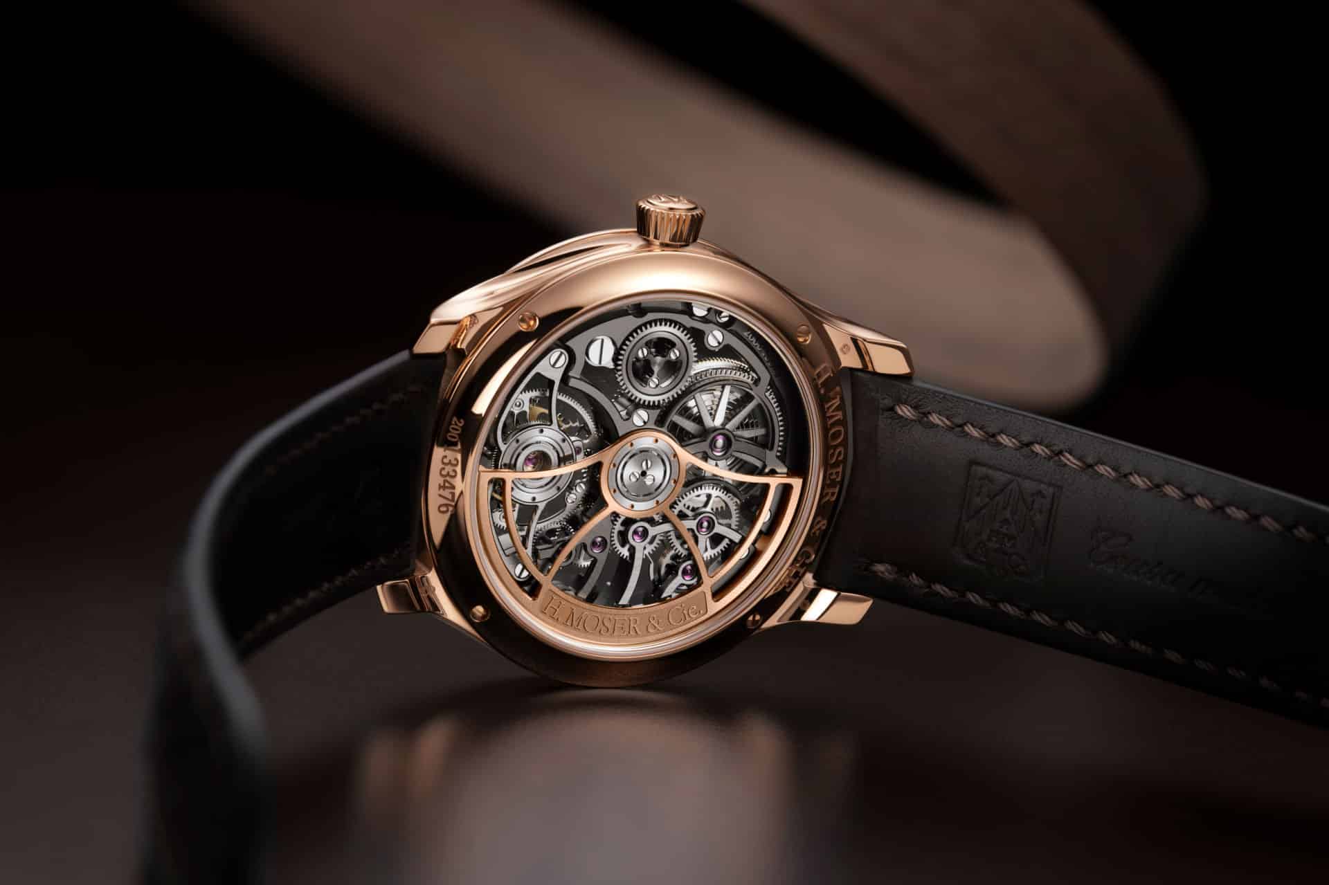 HMoser18140400EndeavourTourbillonRGSkeletonLifestylecaseback Watches World H Moser Cíe Endeavour Tourbillon Skeleton