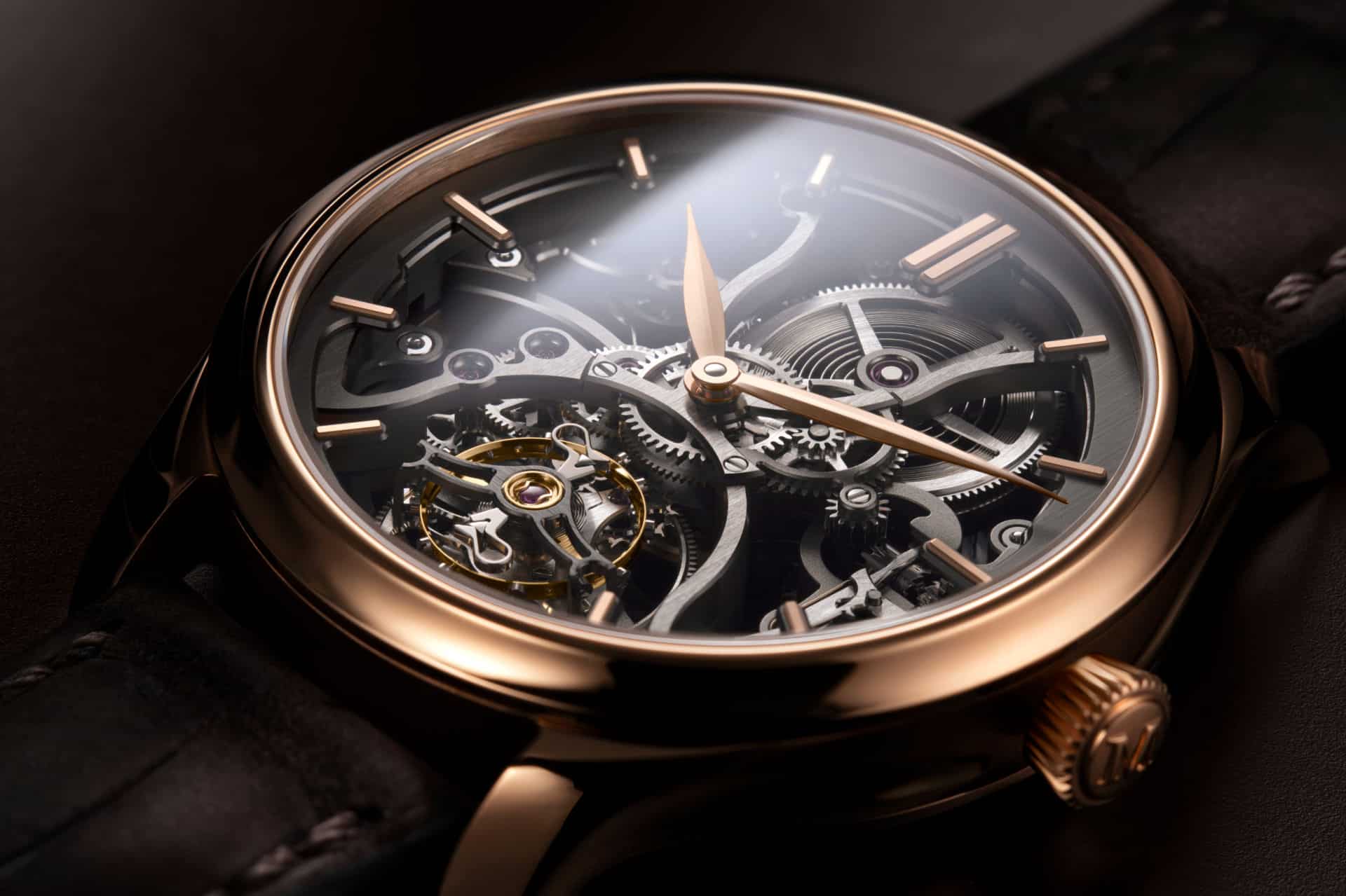 HMoser18140400EndeavourTourbillonRGSkeletonLifestyledialclose Watches World H Moser Cíe Endeavour Tourbillon Skeleton
