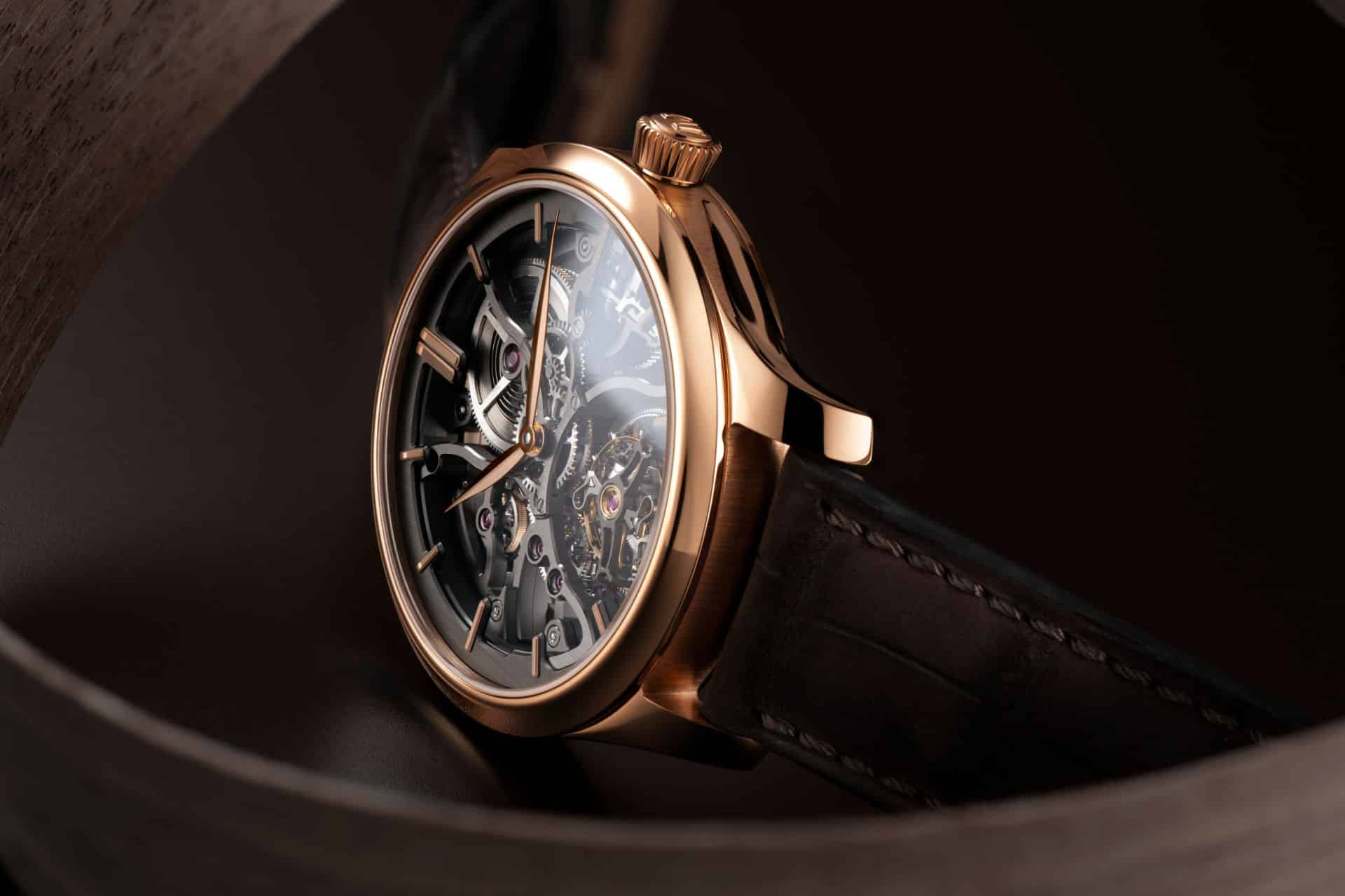HMoser18140400EndeavourTourbillonRGSkeletonLifestylesideclose Watches World H Moser Cíe Endeavour Tourbillon Skeleton