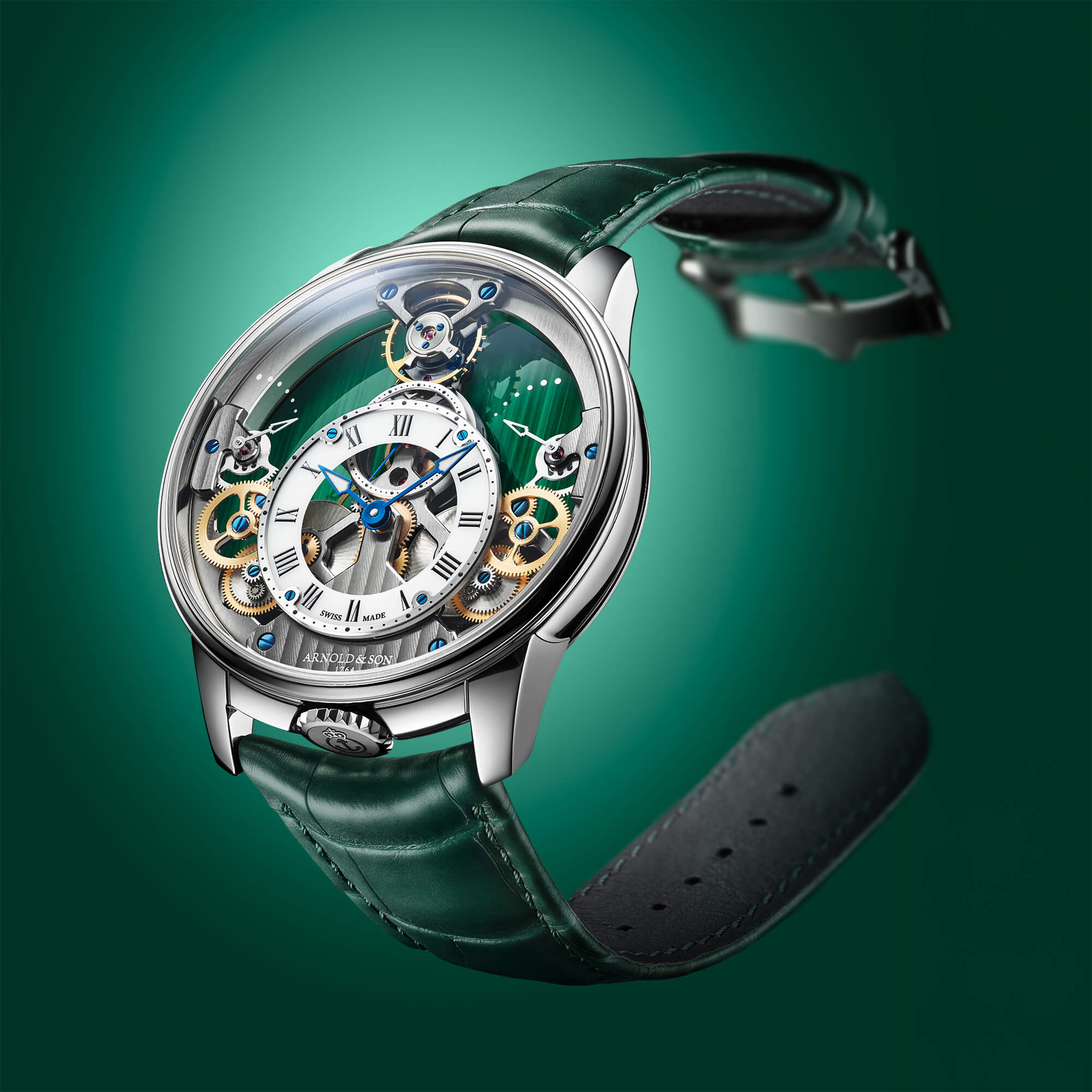 Arnold Son Time Pyramid 425 MalachitePlatinolado Watches World