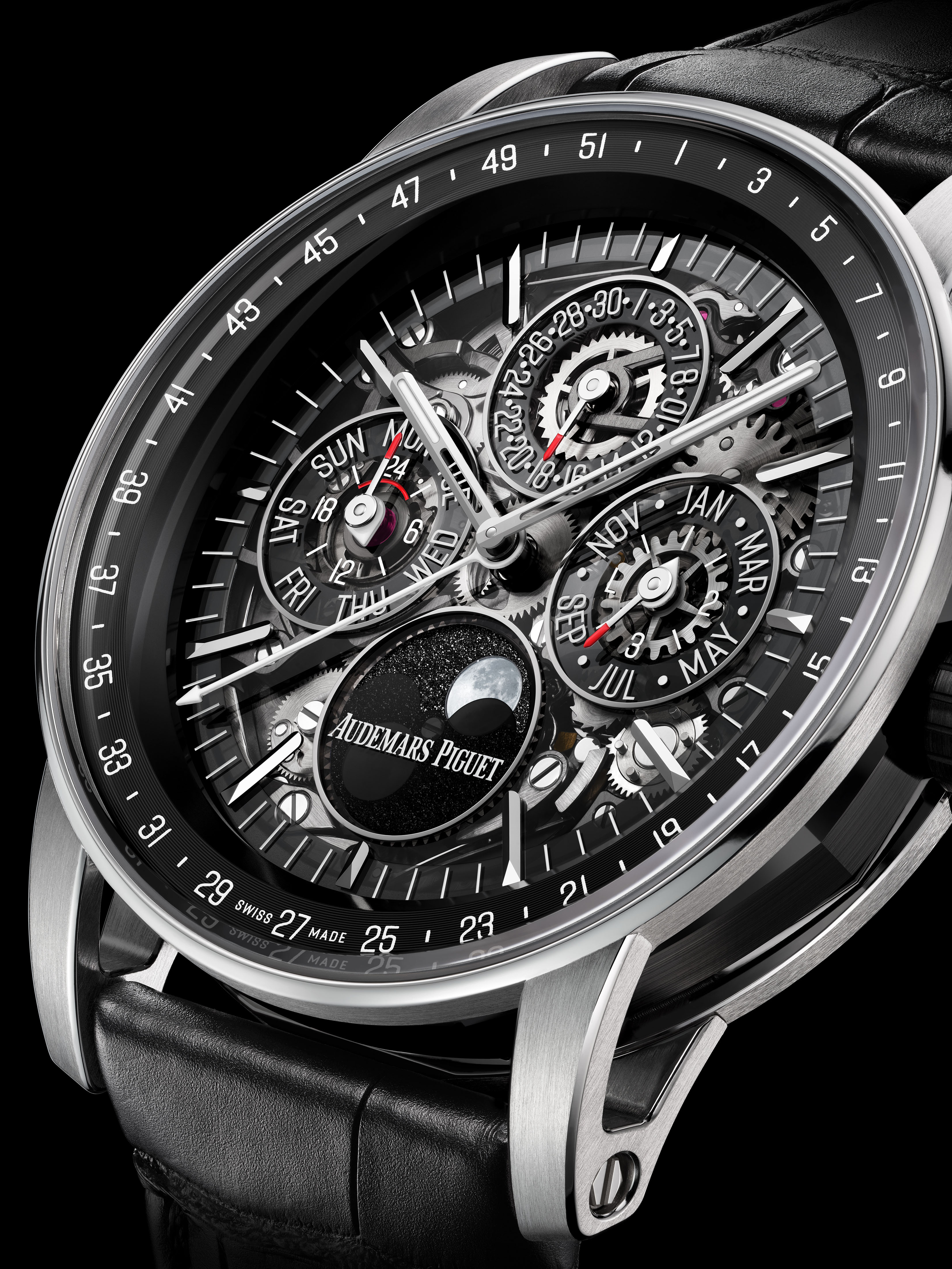 CODE26443NBOOD002CR01closeupGP28DIGITAL Watches World CODE 1159 BY AUDEMARS PIGUET CALENDARIO PERPETUO AUTOMÁTICO ESQUELETADO