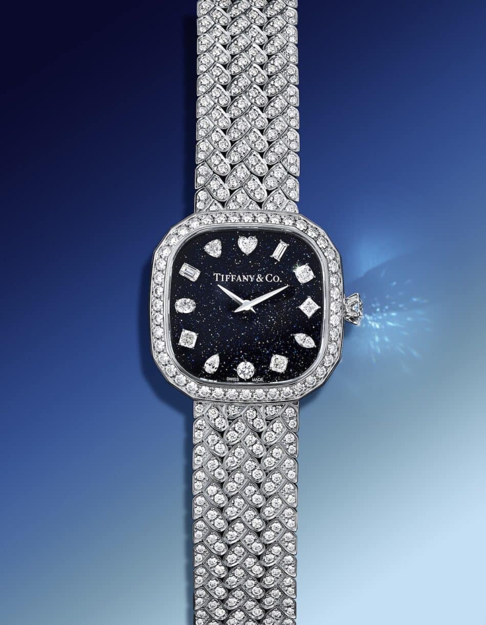 Eternity by Tiffany con esfera de aventurina elegancia atemporal y maestría joyera Watches World Reloj de alta relojería Tiffany con esfera azul oscuro efecto estrellado