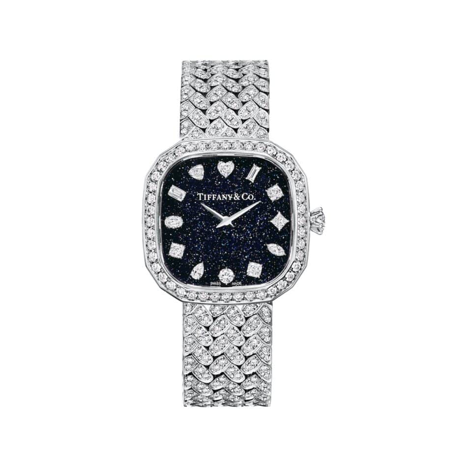 Eternity by Tiffany el nuevo reloj con esfera de aventurina y diamantes que redefine la alta relojería Watches World Reloj Eternity by Tiffany en oro blanco con esfera de aventurina y diamantes en distintos cortes