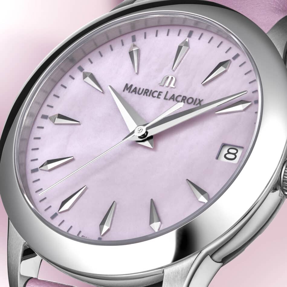 Maurice Lacroix Colección 1975 Watches World Detalle del reloj Maurice Lacroix 1975 Quartz 33 mm con esfera rosa de nácar