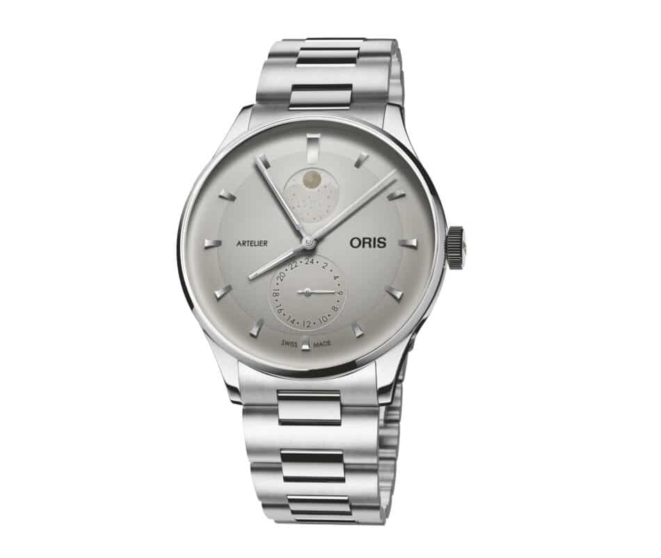 Oris Artelier Complication Watches World Destaca su innovación estético técnica en la fase lunar la ventana mantiene la forma funcional de semicírculo cortado necesaria para mostrar correctamente el ciclo creciente menguante