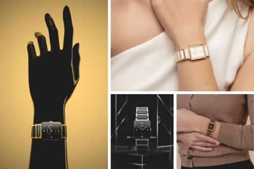 Rado Integral negro y acero con diamantes, reloj suizo de diseño elegante con caja de 23 mm y sus diferentes versiones adicionales