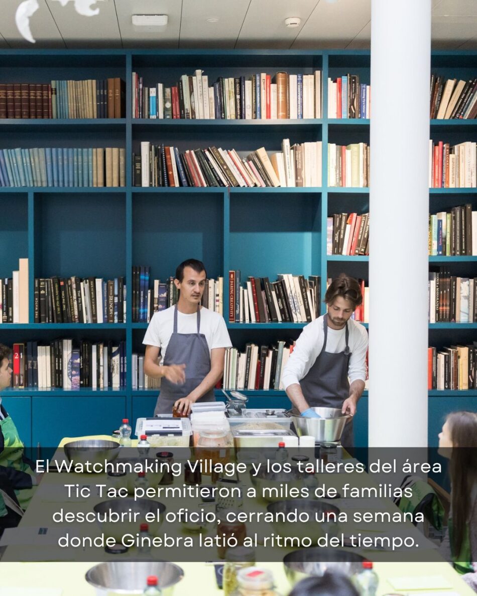 Watches and Wonders Geneva 2026 19 Watches World Watches and Wonders Geneva 2026 Two chefs in aprons cook at a workshop table in front of blue bookshelf walls