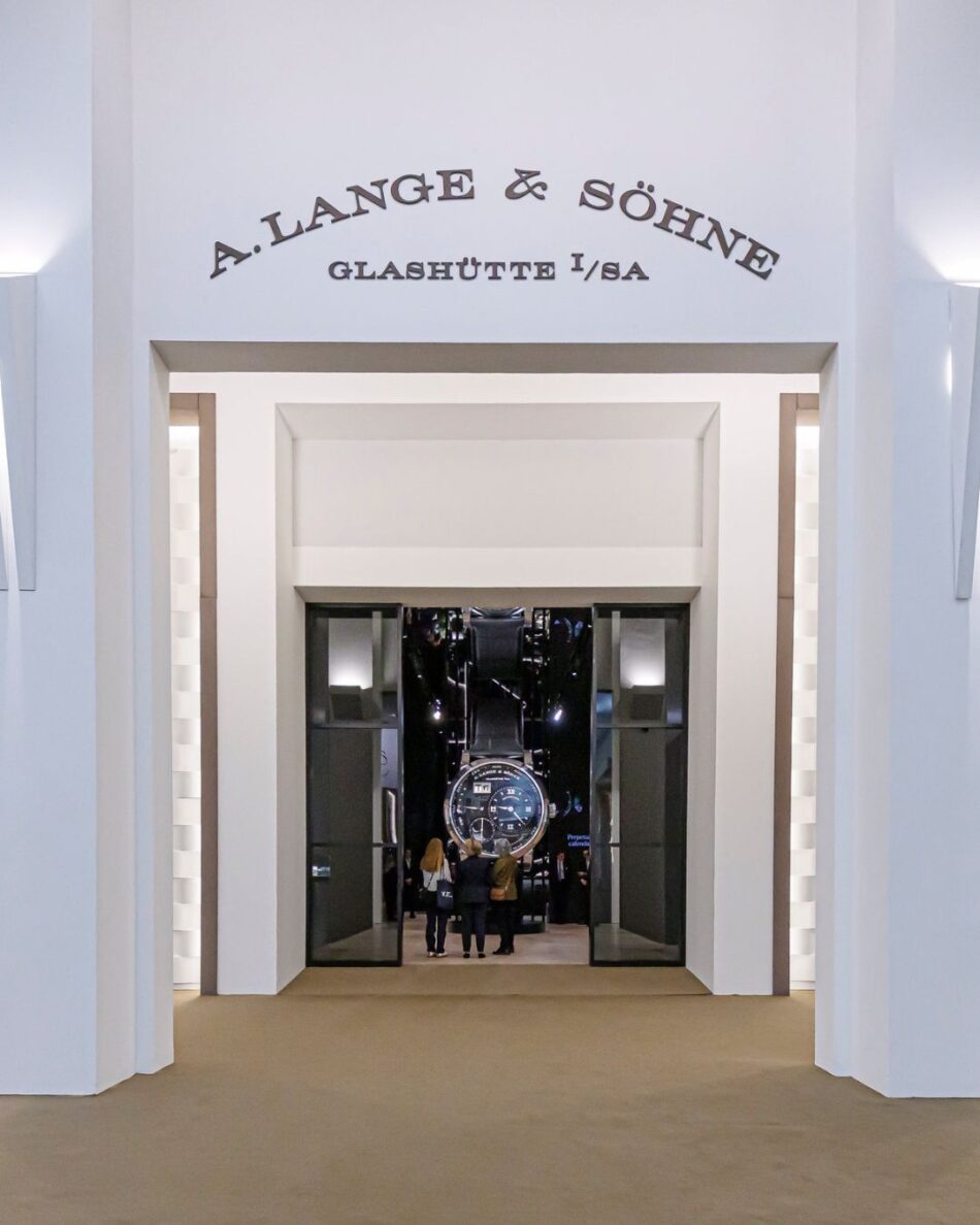 Watches and Wonders Geneva 2026 6 Watches World Watches and Wonders Geneva 2026Entrance to an A Lange Söhne showroom with a large wristwatch display visible through glass doors