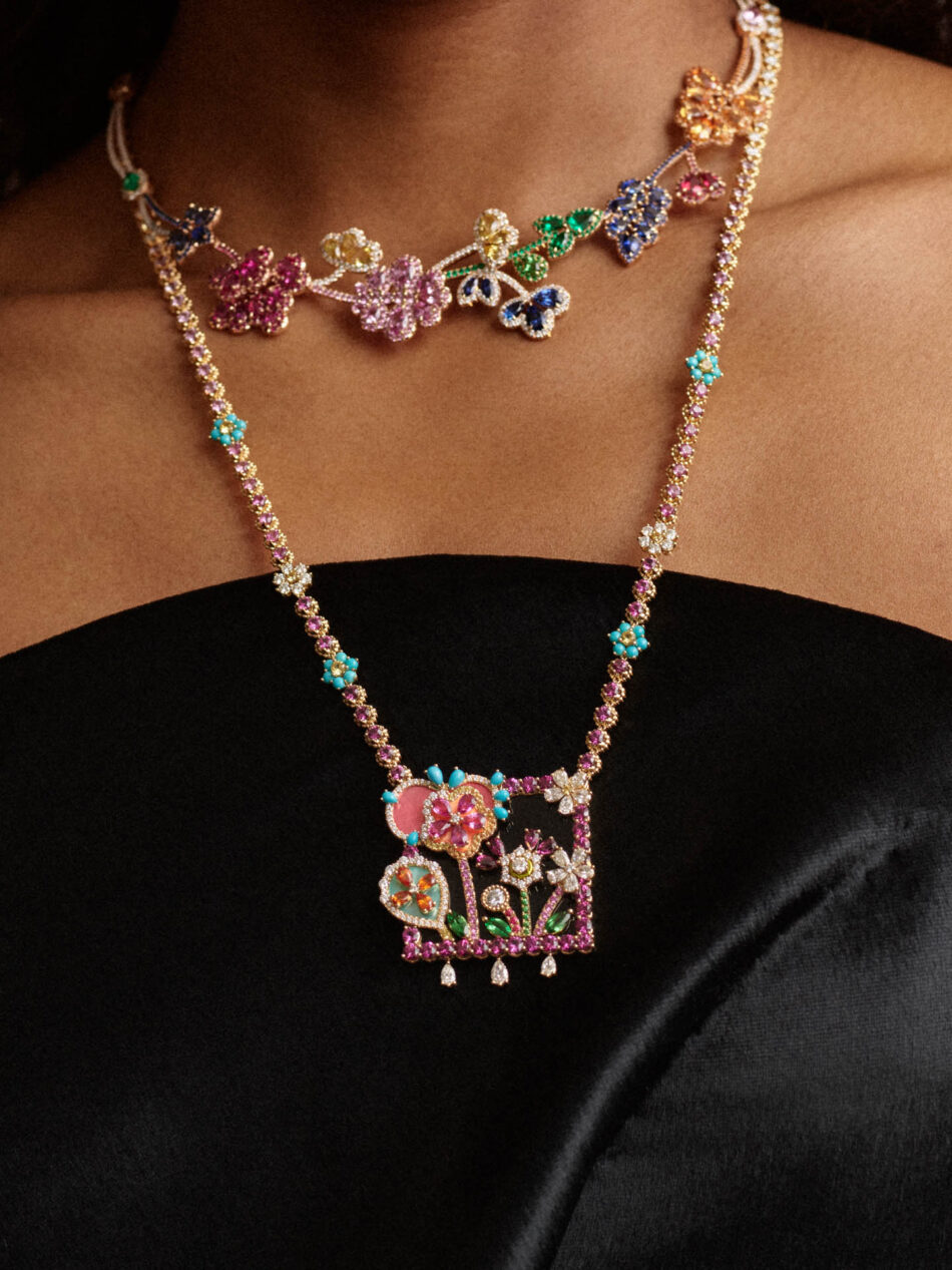 DIORISSIMA JARDIN POP NECKLACE Watches World Collar de Alta Joyería Diorissima con piedras preciosas multicolor inspirado en la naturaleza