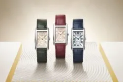 Vista frontal de los nuevos relojes Longines DolceVita con esferas texturizadas.