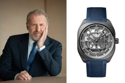 Ejecutivo Guillaume de Seynes de Hermès Watches junto al Hermès H08 Squelette lanzado en Watches and Wonders 2026