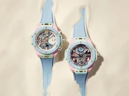 Hublot Big Bang Summer Unico Flyback y Hublot Big Bang Summer Tourbillon cerámica rosa, verde menta y bisel azul celeste inspirado en los colores del Mediterráneo.