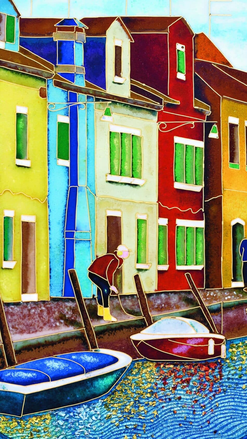 Reloj de bolsillo Burano Ref 992193J001 2 Watches World Reloj de bolsillo Burano Ref 992193J 001 4 Gold pocket watch with an ornate ring and a colorful enamel city scene on its dial showing buildings by water