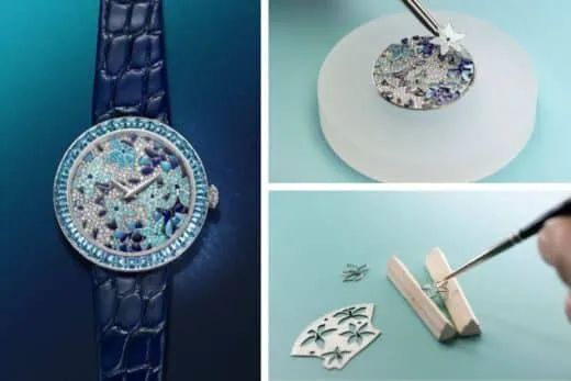 Tiffany & Co. Eternity Enamel Clematis con carátula floral en esmalte plique-à-jour y diamantes.